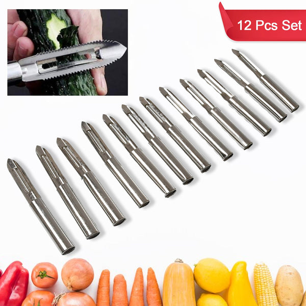 Multi-Purpose Stainless Steel Peeler With Handle For Vegetables, Potato Peeler, Carrot, grated, Suitable for Peeling and shredding Fruit and Vegetables Kitchen Accessories, Piller (12 Pcs Set)ï¿