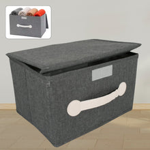 Small Foldable Storage Box With Lid And Handles, Cotton And Linen Storage Bins And Baskets Organizer For Nursery, Closet, Bedroom, Home (28��20��16 Cm