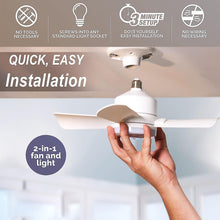 Socket Fan Light Original - Cool Light LED ��� Ceiling Fans with Lights and Remote Control, Replacement for Lightbulb - Bedroom, Kitchen, Living Room,1000 Lumens / 5000 Kelvins Cool LEDs (Remote Battery Not Inc