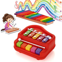 2 in 1 Baby Piano Xylophone Toy for Toddlers, 5 Multicolored Key Keyboard Xylophone Piano, Preschool Educational Musical Learning Instruments Toy for Baby Kids Girls Boys 3+ Years��(1