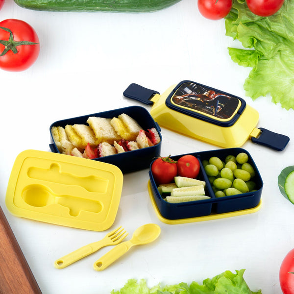 5621��Double Layer Lunch Box Stylish Lid Lunch Box With Fork & Spoon Lunch Box For Children School Lunch B