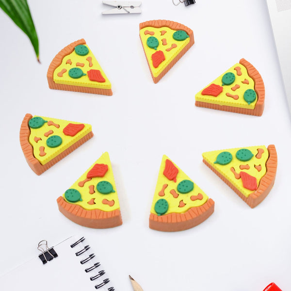 3D Pizza Slices Kids Favourite Food Eraser, Pizza 7 slice eraser for kids Adults fast food lover Stationary Kit Fancy & Stylish Colorful Erasers, for Return Gift, Birthday Party, School Prize