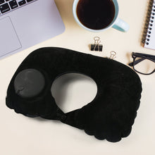 8512��3 in 1 Comfortable Travel Sleeping Kit, Neck Pillow, Eye Mask & Ear Plug Set Inflatable Plane Sleeping Pillow Head Neck Support Pillows for Travel Airplane Office, B