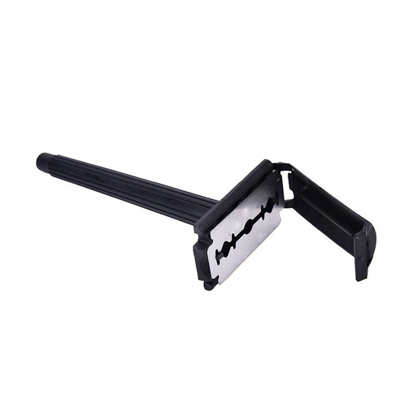 Black plastic razor with grip handle