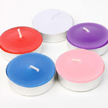 Brightly colored decorative candles in a set