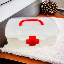 3 Compartment Medical Box, 1 Piece, Indoor Outdoor Medical Utility, Medicine Storage Box, Detachable Tray Medical Box Multi Purpose Regular Medicine, First Aid Box with Handle, Transparent Lid & Color Boxï¿