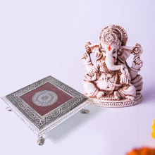 Silver - Square Pooja Chowki Patla / Bajot (20��20 CM / 1