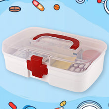 3 Compartment Medical Box, 1 Piece, Indoor Outdoor Medical Utility, Medicine Storage Box, Detachable Tray Medical Box Multi Purpose Regular Medicine, First Aid Box with Handle, Transparent Lid & Color Boxï¿