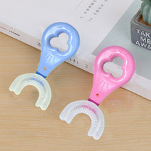 U-shaped toothbrush showing its compact design for children���s dental