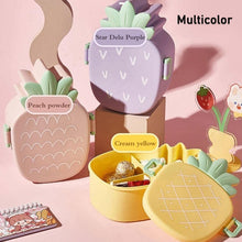 Kids Lunch Box Cute Pineapple Shaped Bento Box with Fork Spoon Snack Container Microwave Portable Office Lunch Box (1 Pc / With Spoon, Fork & Color Box)