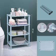 Multi-tiered storage rack with 4 layers, suitable for use in kitchen or bathroom.