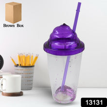 High Quality Plastic��Creative Cold Drink Cup / Tumble, Reusable Tea Coffee Tumbler with Lid and Straw, Double Wall Plastic Drinking Sport Bottle,��Travel Tumbler (1 Pc / Mi