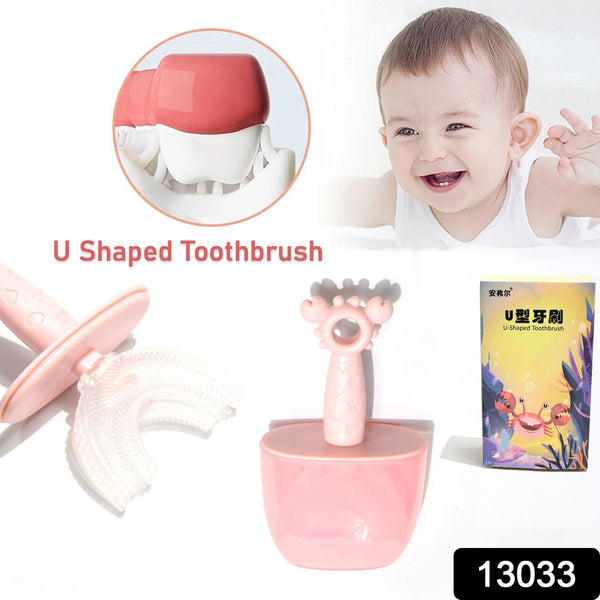 Kids U Shaped Toothbrush Children��Baby Silicone Kids Toothbrush��U Shaped Silicone Brush Head for 360 Degree Cleaning Suitable For 2-6 Years