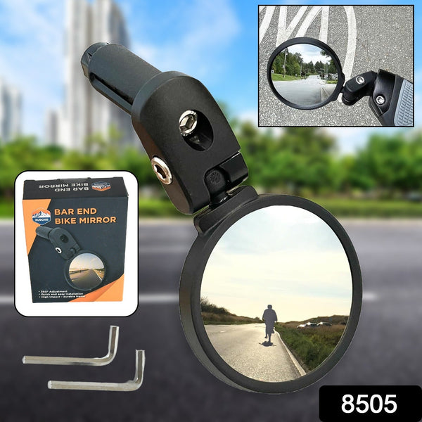 Bar End Bike Mirror, Safe Rearview Mirror 360�� Rotatable & Foldable Safety Bicycle Rear View Mirror, Mirror Durable Bike Mirror (1