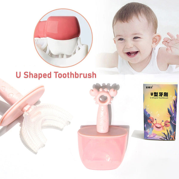 Kids U Shaped Toothbrush Children��Baby Silicone Kids Toothbrush��U Shaped Silicone Brush Head for 360 Degree Cleaning Suitable For 2-6 Years