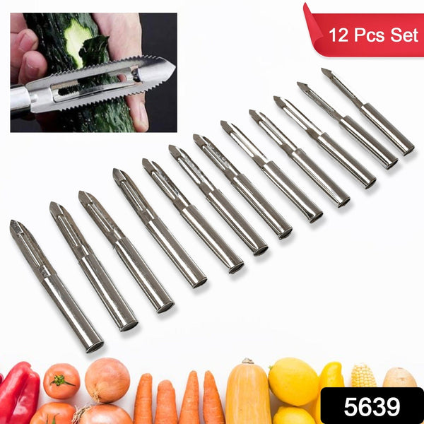 Multi-Purpose Stainless Steel Peeler With Handle For Vegetables, Potato Peeler, Carrot, grated, Suitable for Peeling and shredding Fruit and Vegetables Kitchen Accessories, Piller (12 Pcs Set)ï¿