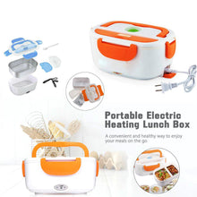 Portable heating lunch box, electric with lid and handle