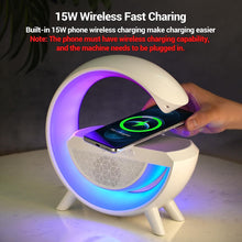 3-in-1 LED lamp with Bluetooth speaker and wireless charging